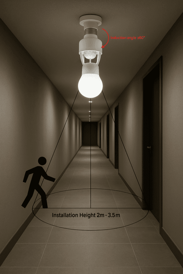 SIC PIR Infrared Motion Sensor LED Lamp Bulb Holder E27 Base – Automatic On/Off Light Control (AC 220V, 60W Max) - Image 2