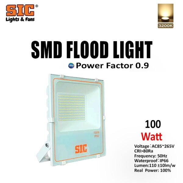 SIC 100W LED Flood Light – IP66 Outdoor Waterproof Light, PF 0.9 - Image 9