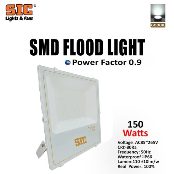 SIC 150W LED SMD Flood Light – IP66 Waterproof Outdoor Light for Street, Factory, Gate - Image 5