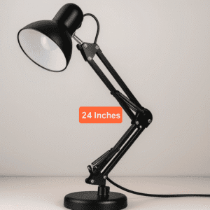 SIC Adjustable Study Table Desk Lamp – 2ft Swing Arm, 360° Flexible Rotation, E27 Eye-Protection Light with Heavy Base Black Colour