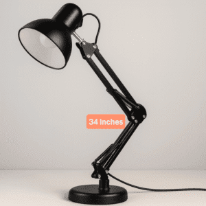 SIC Adjustable Study Table Desk Lamp – 3ft Swing Arm, 360° Flexible Rotation, E27 Eye-Protection Light with Heavy Base Black Colour