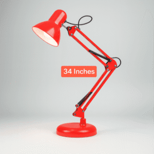 SIC Red Colour Adjustable Aesthetic Study Table Desk Lamp 3ft Approx. Flexible Metal Swing Arm 360 rotation E27 eye protection Decoration Simple Modern Ornaments Creative Bedroom Bedside Study Office Bedroom Reading Lamp with Heave Base