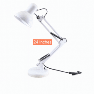 SIC Adjustable Study Table Desk Lamp – 2ft Swing Arm, 360° Flexible Rotation, E27 Eye-Protection Light with Heavy Base White Colour