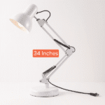 SIC Adjustable Study Table Desk Lamp – 3ft Swing Arm, 360° Flexible Rotation, E27 Eye-Protection Light with Heavy Base White Colour