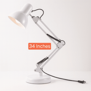 SIC Adjustable Study Table Desk Lamp – 3ft Swing Arm, 360° Flexible Rotation, E27 Eye-Protection Light with Heavy Base White Colour