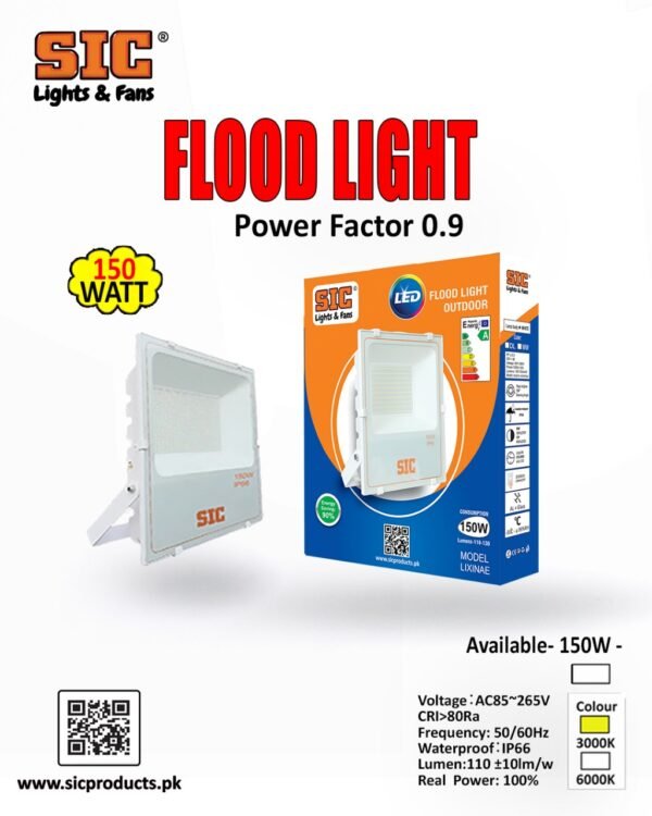 SIC 150W LED SMD Flood Light – IP66 Waterproof Outdoor Light for Street, Factory, Gate - Image 3