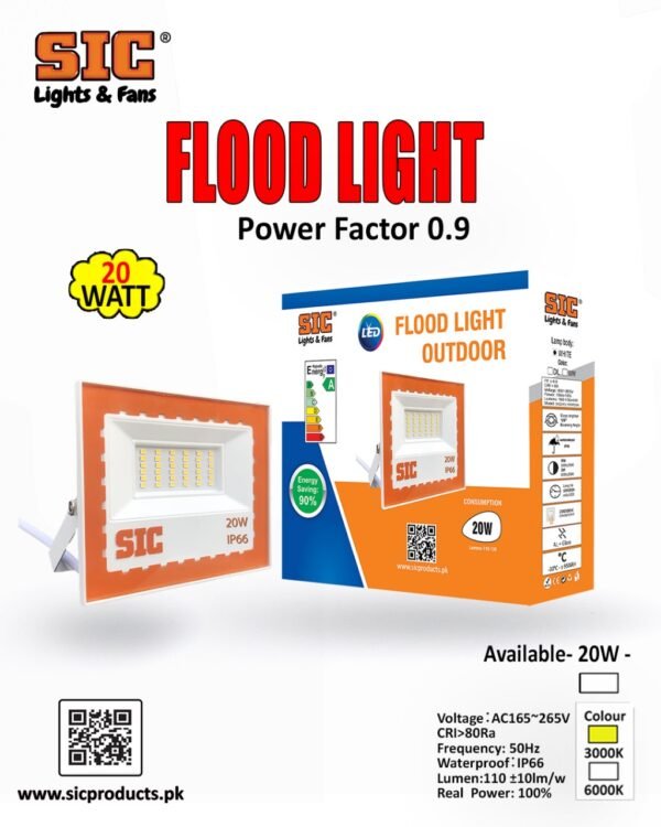 SIC 20W LED SMD Flood Light - Waterproof IP67, Power Factor 0.9, CRI>80, Outdoor Security for Home, Office, Warehouses, Factories, Garden (AC 165-265V) 3000K-6500k - Image 7