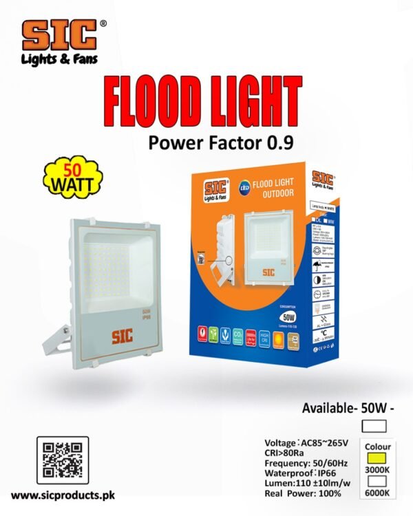 SIC 50W LED Flood Light – IP66 Outdoor Waterproof Light, PF 0.9 - Image 5