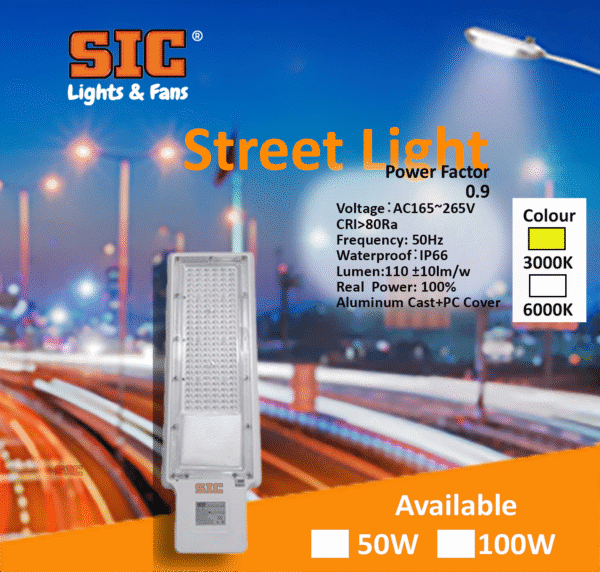 SIC 50 Watt LED Street Light Power factor 0.9 - Image 2