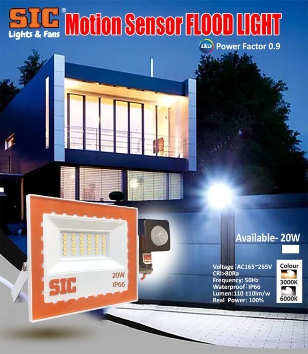 SIC 20W Motion Sensor LED Flood Light – Waterproof Outdoor Light - Image 3