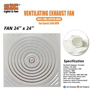 SIC 2x2 False Ceiling Exhaust Fan – Heavy Duty, Low Noise, High Airflow (24"x24", 1350 RPM, 220V)