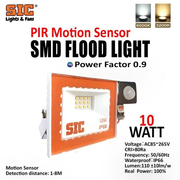 SIC 10W Motion Sensor LED Flood Light – Waterproof Outdoor Light