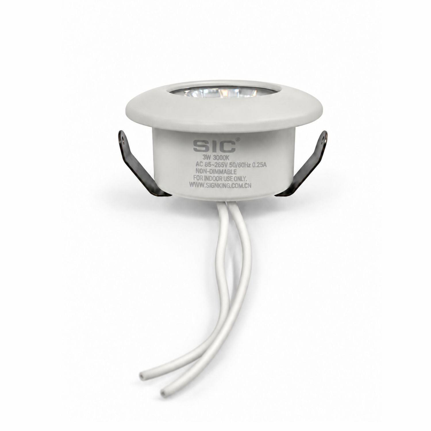 SIC mini recessed LED cabinet spotlight with white circular frame