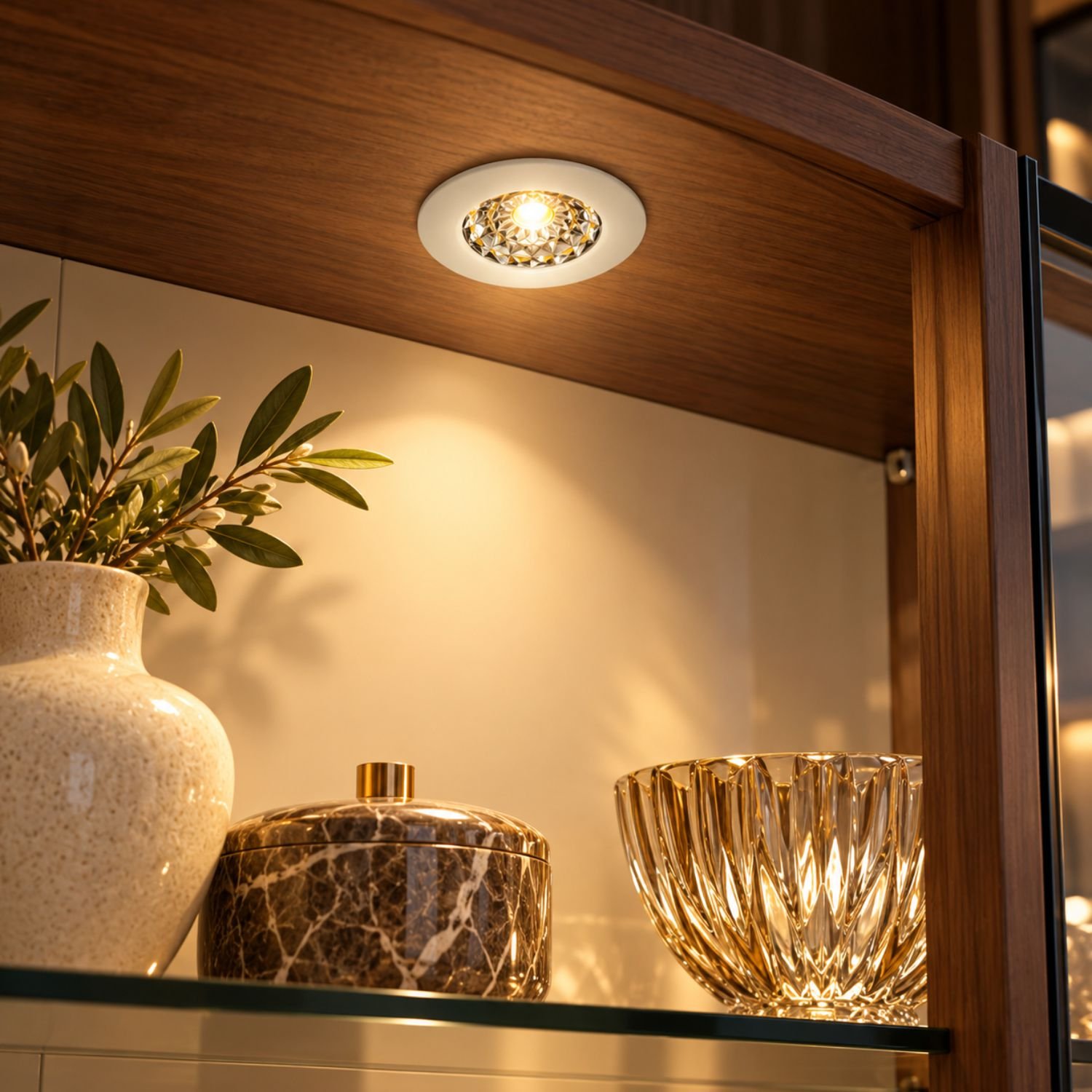SIC mini recessed LED cabinet spotlight with white circular frame