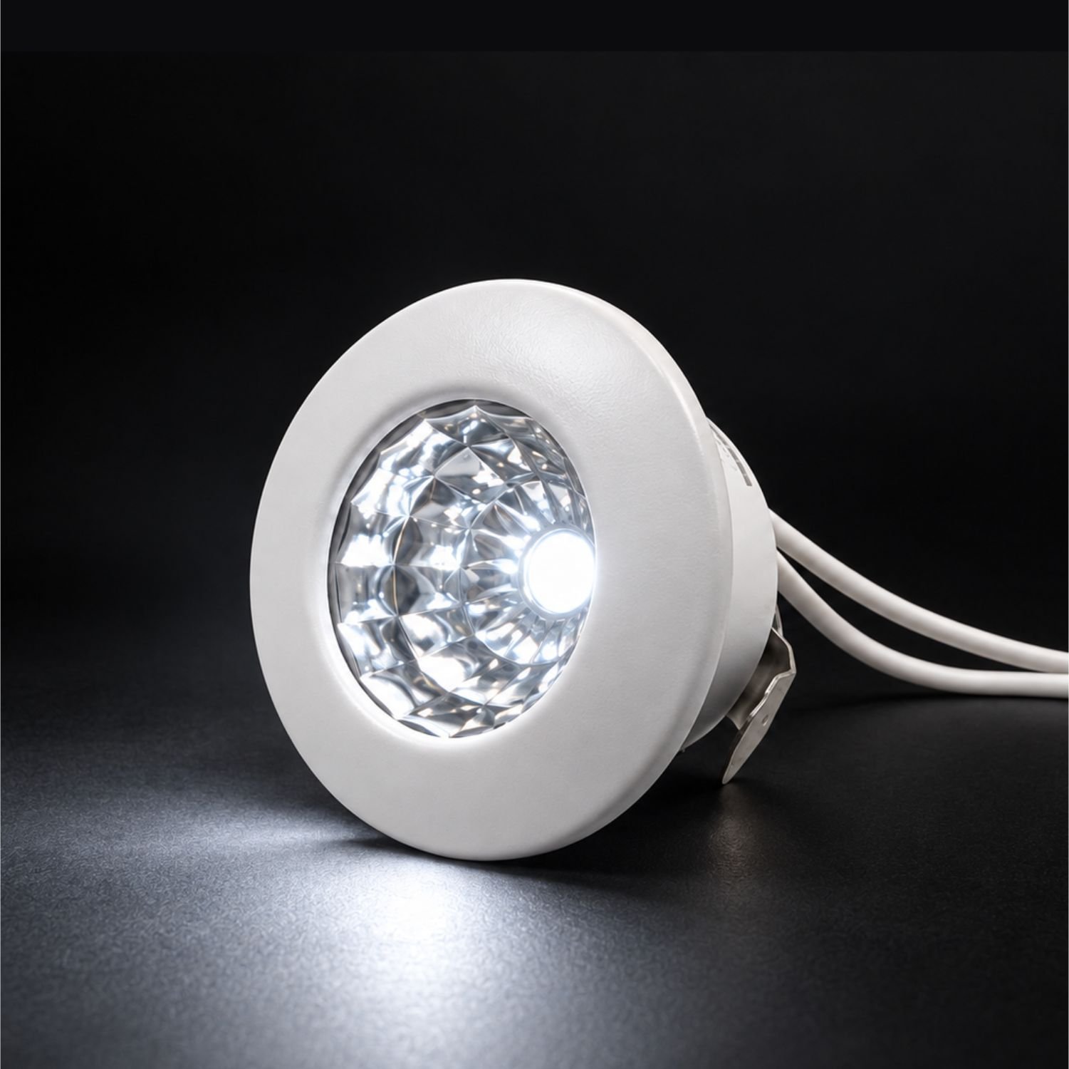 SIC mini recessed LED cabinet spotlight with white circular frame