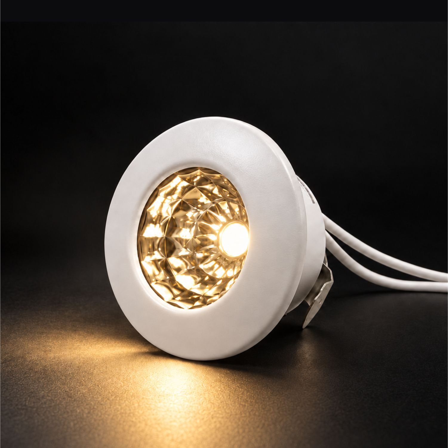SIC mini recessed LED cabinet spotlight with white circular frame