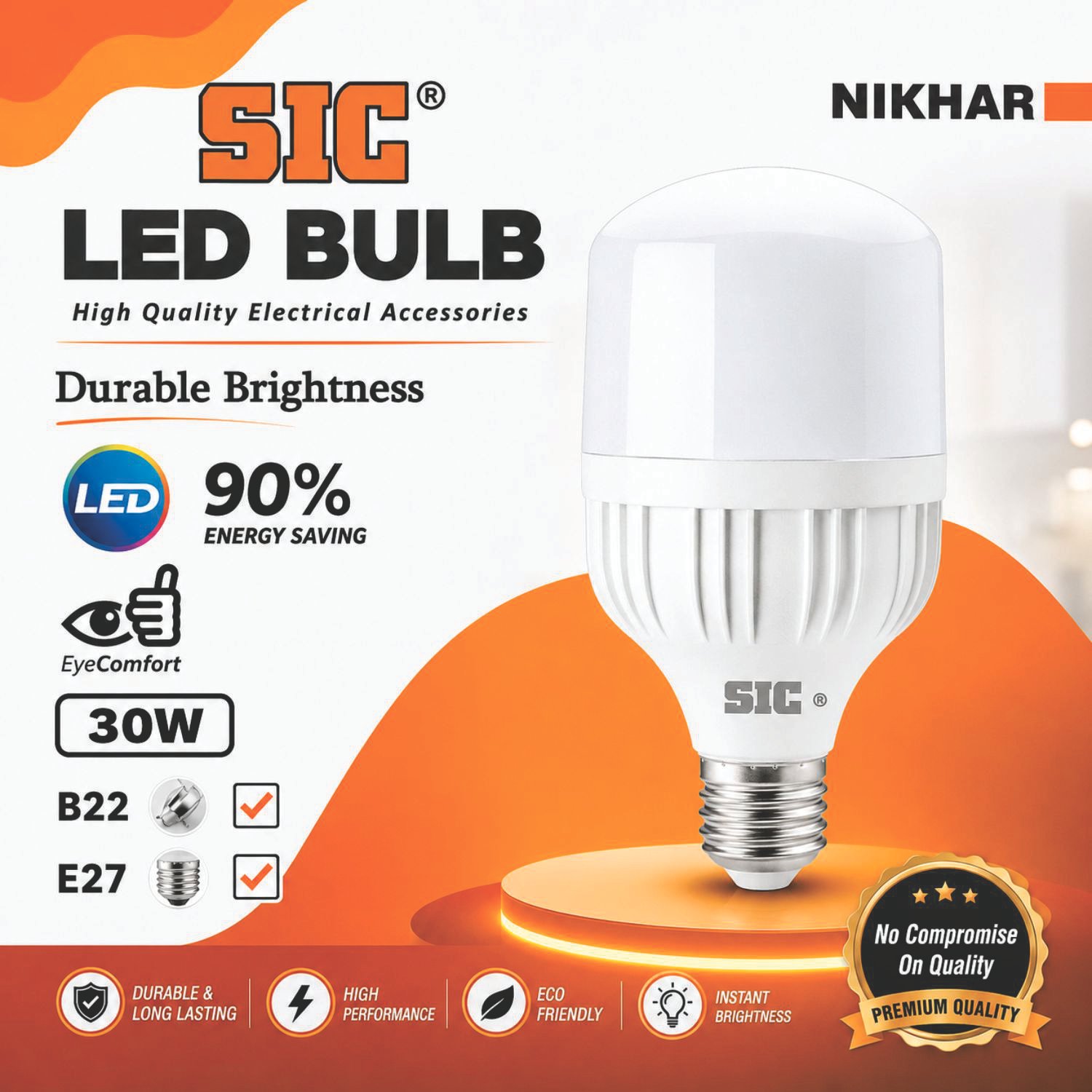SIC Nikhar 50W LED Bulb – B22 / E27 - Image 5