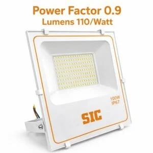 Flood Light 100W power factor 0.9 lumens 110 per wattage