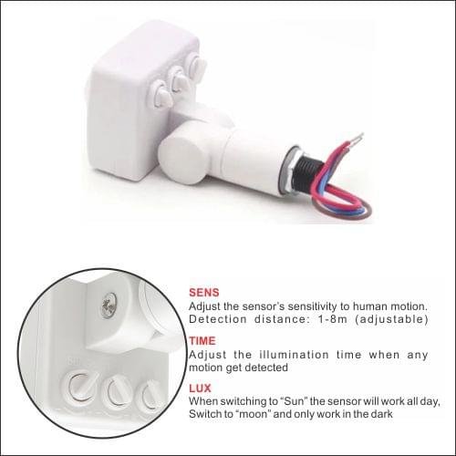 PIR Motion Sensor Human Motion Detector Light Switch Adjustable Auto On/Off Light Switch AC85-265V 180 Degrees Indoor Outdoor Waterproof IP67 - Image 6